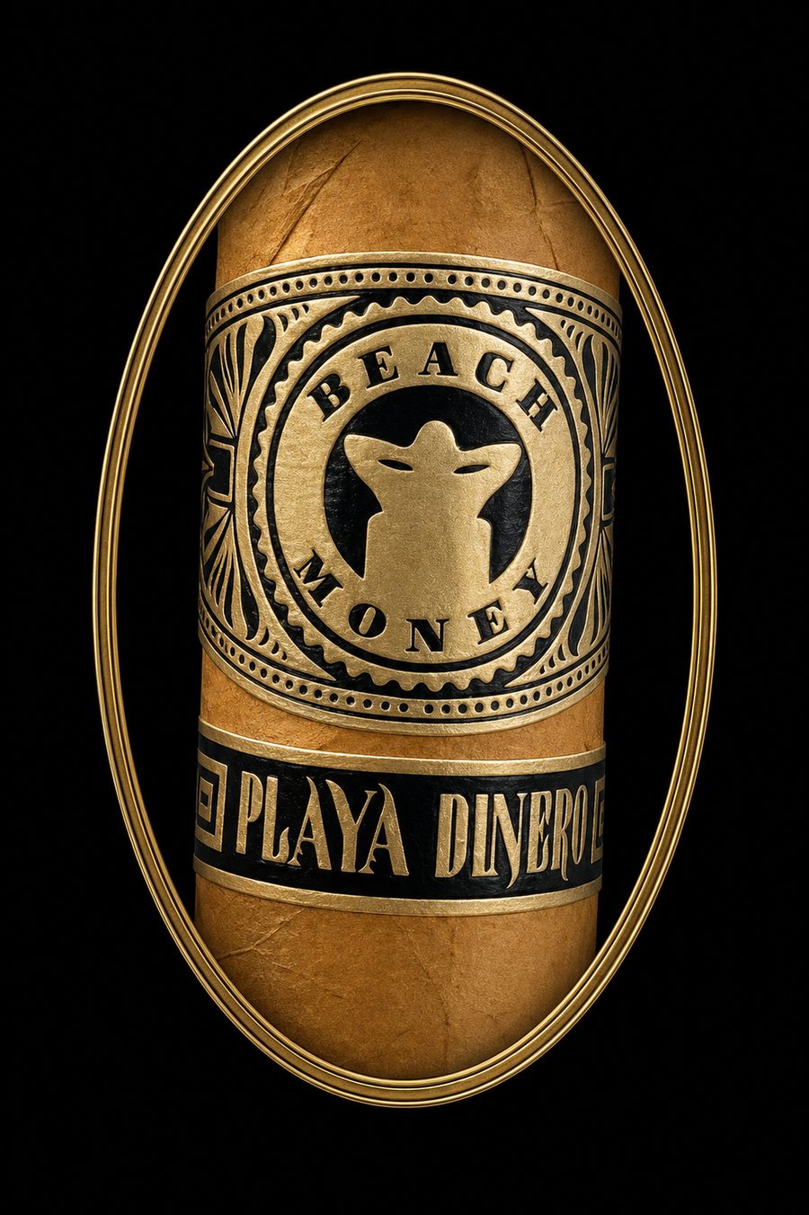 Close-up of the Beach Money Playa Dinero cigar band