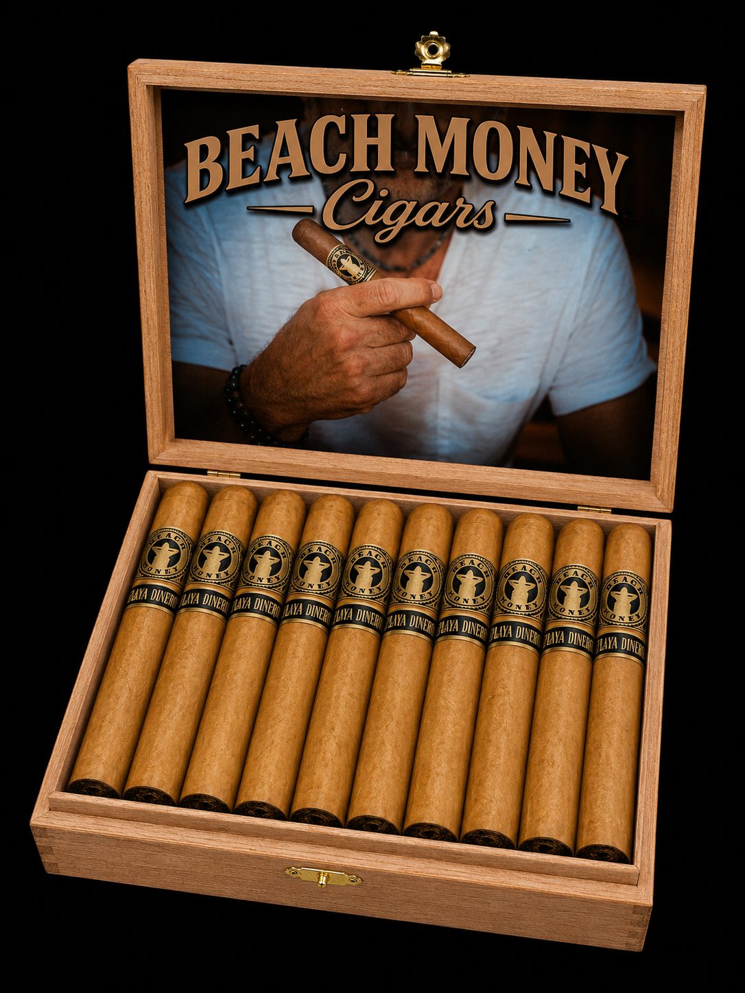 Open box of Beach Money Playa Dinero cigars